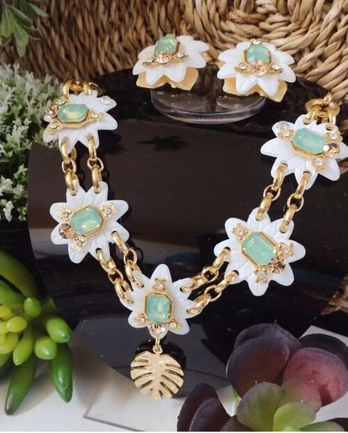 Conjunto luxo flores brancas Fora de Estoque - Imagem 2